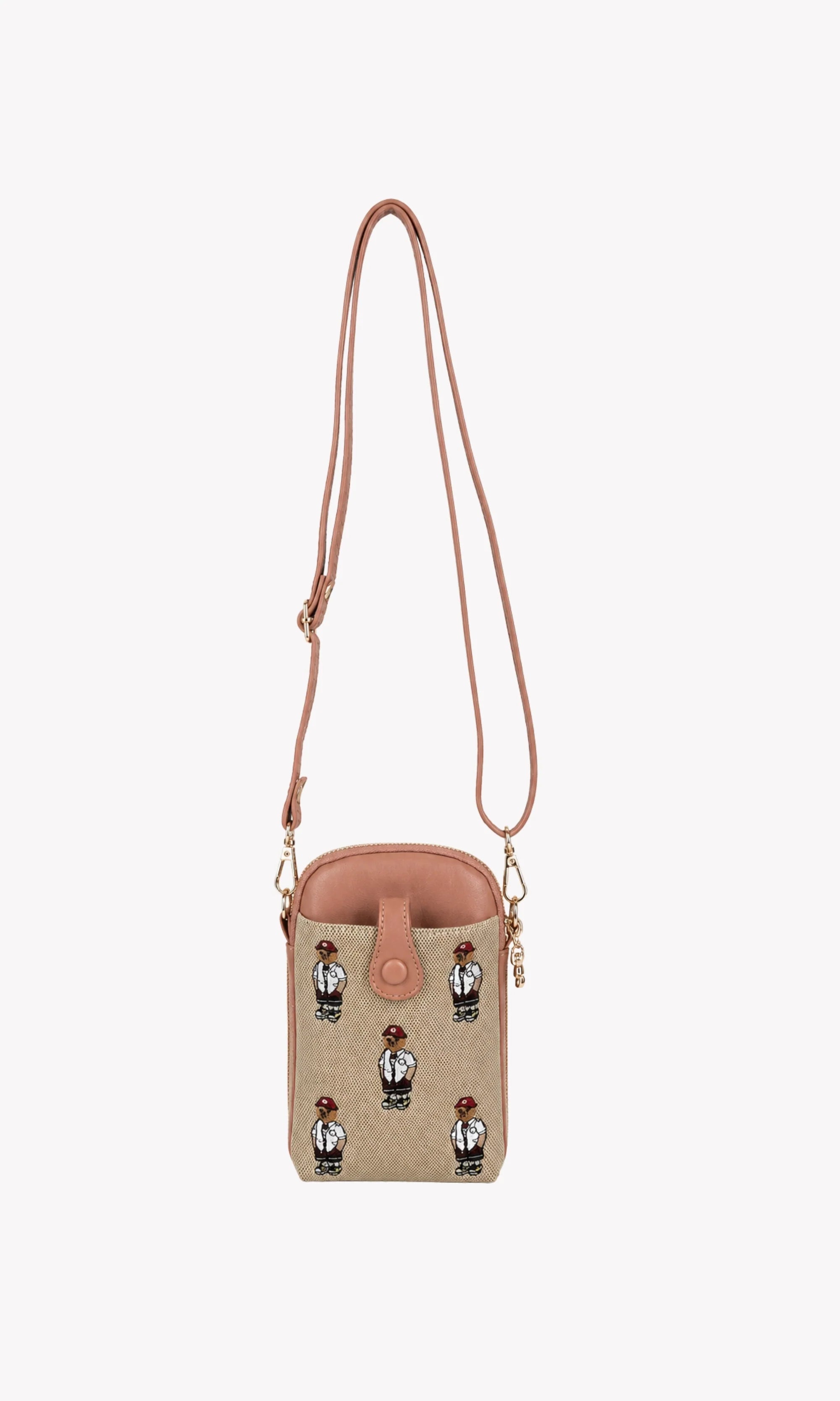 Beige & Pink Mobile Sling Bag-Global Republic