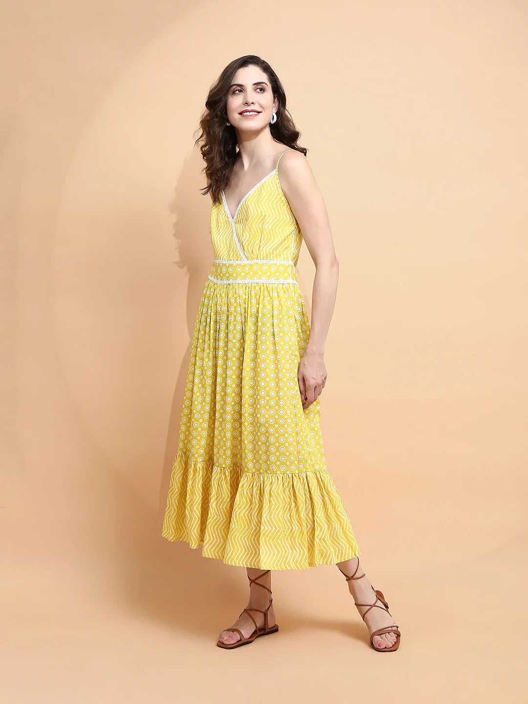 Mustard Cotton Loose Fit Dress - Global Republic