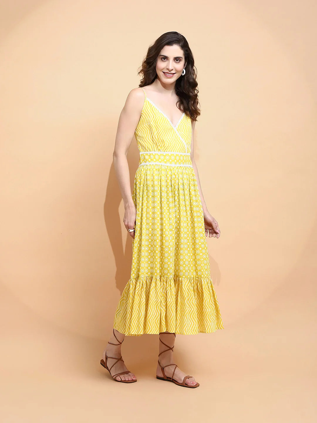 Mustard Cotton Loose Fit Dress - Global Republic