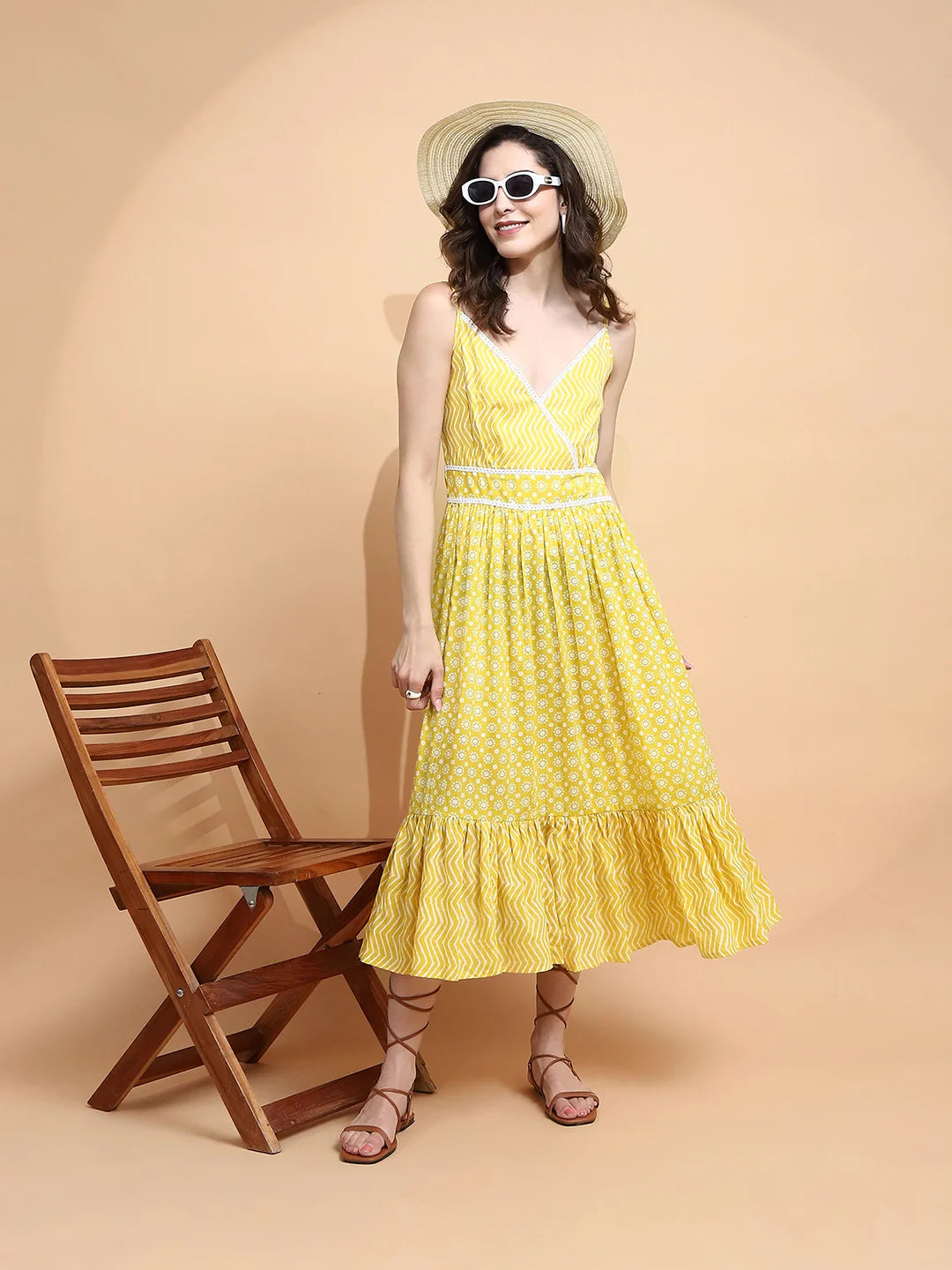 Mustard Cotton Loose Fit Dress - Global Republic