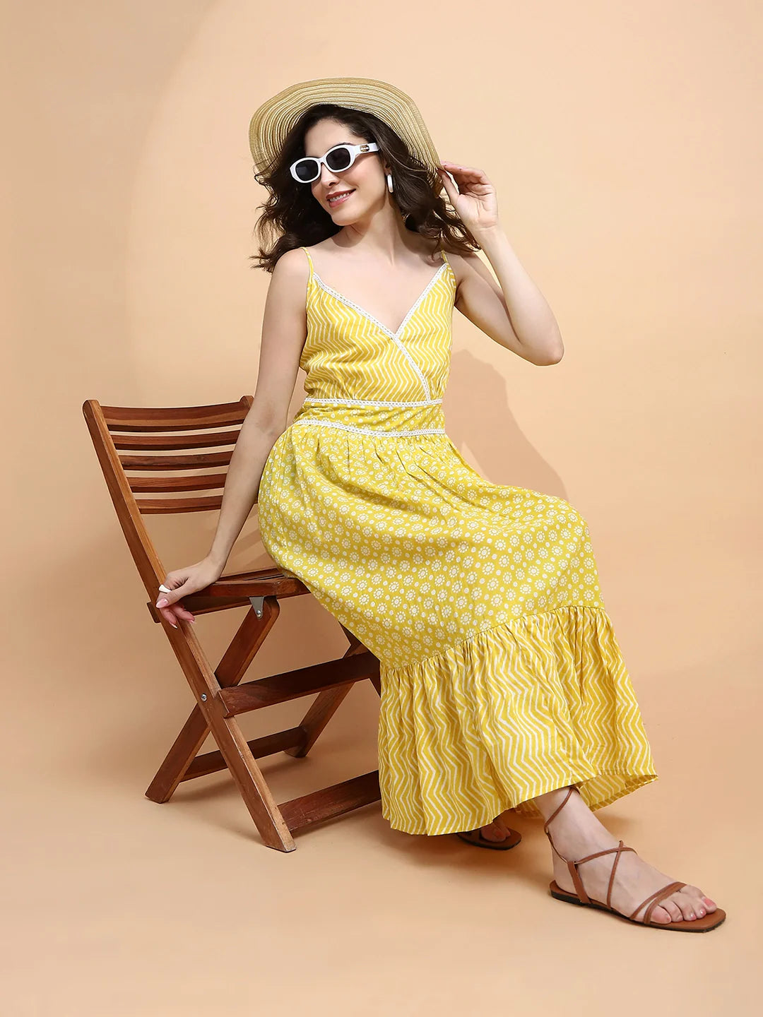 Mustard Cotton Loose Fit Dress - Global Republic