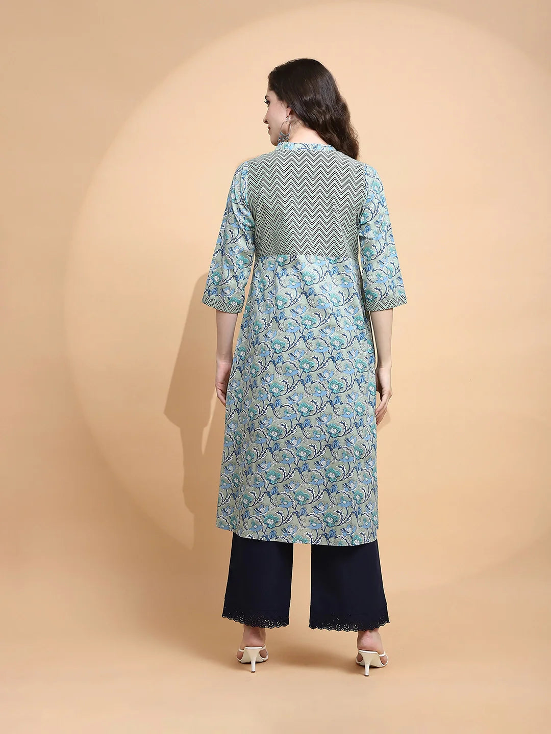 Pista Green Cotton Blend Kurta - Global Republic