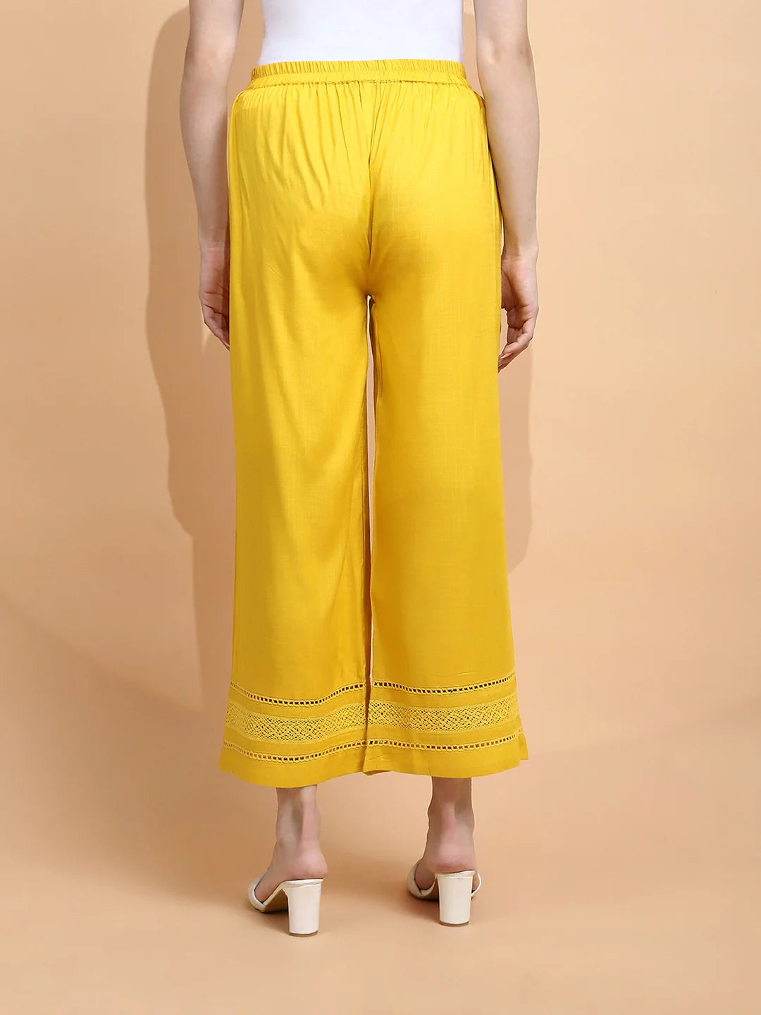 Mustard Rayon Blend Loose Palazzo - Global Republic