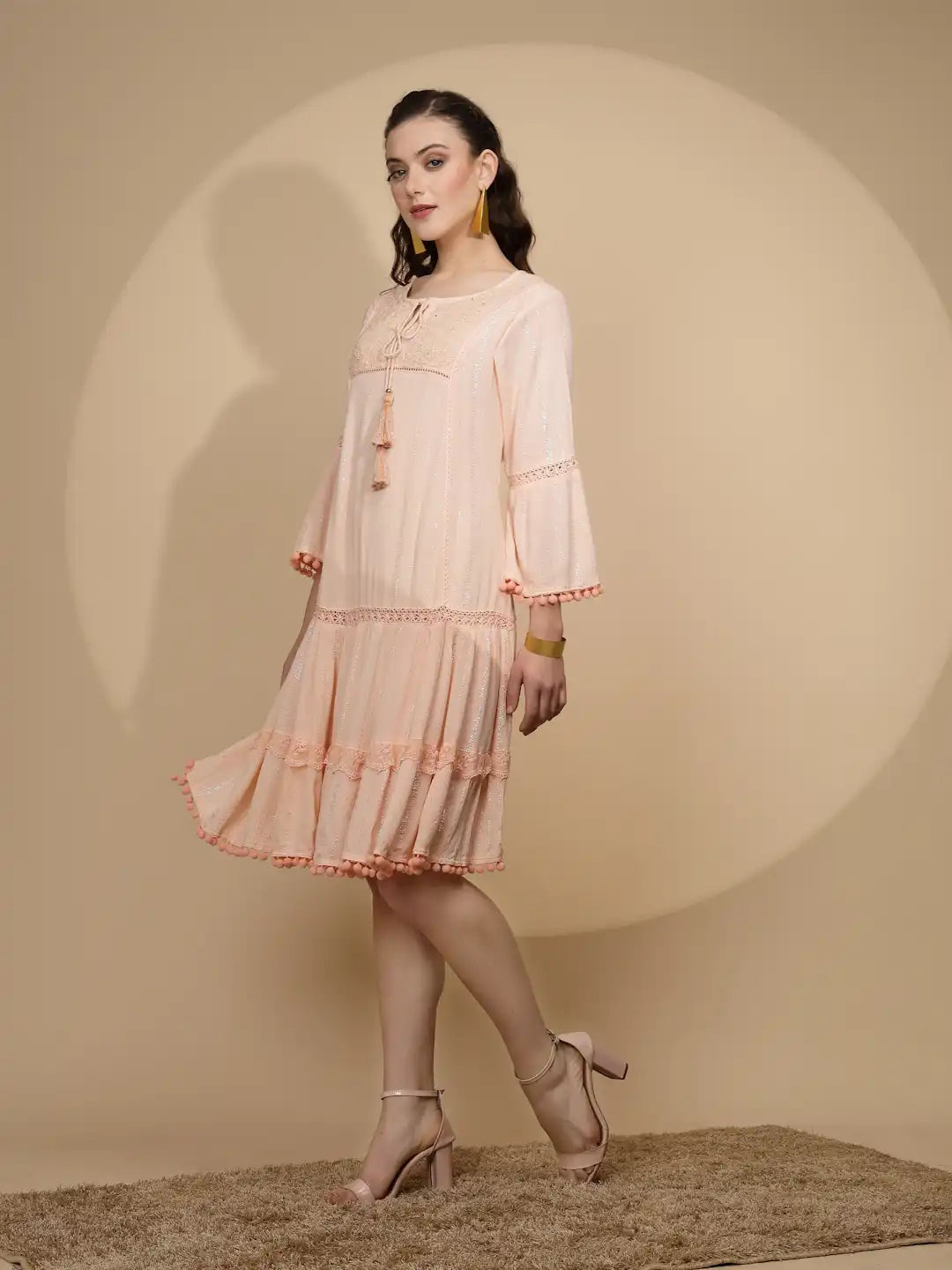 Peach Cotton Regular Fit Kurta - Global Republic