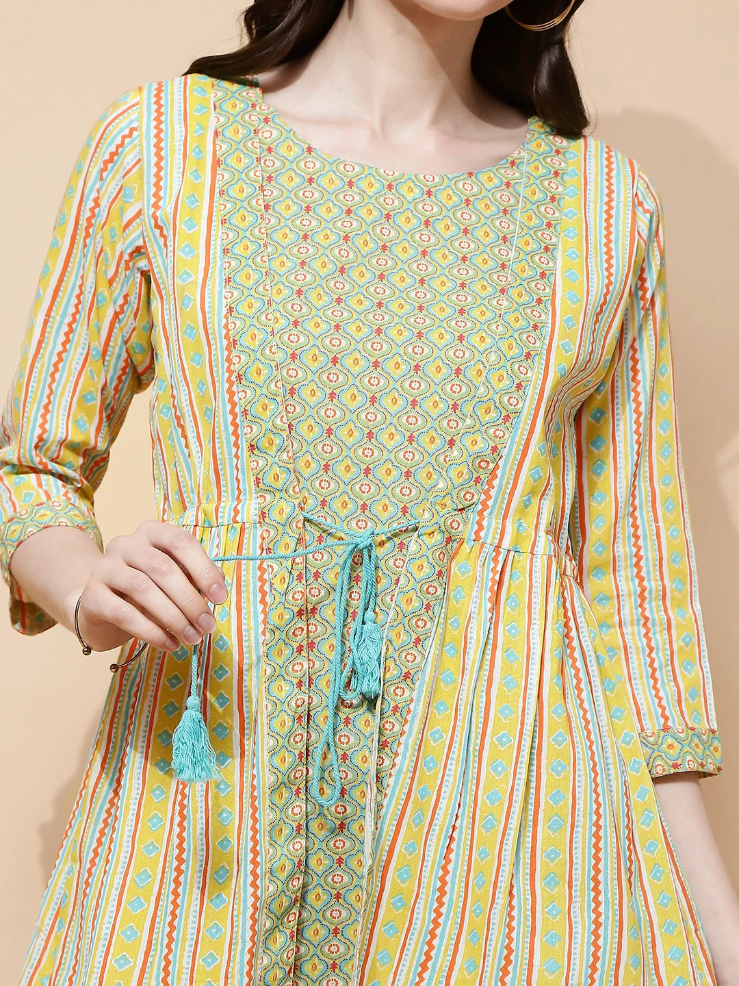 Lemon Cotton Regular Fit Kurta For Women - Global Republic