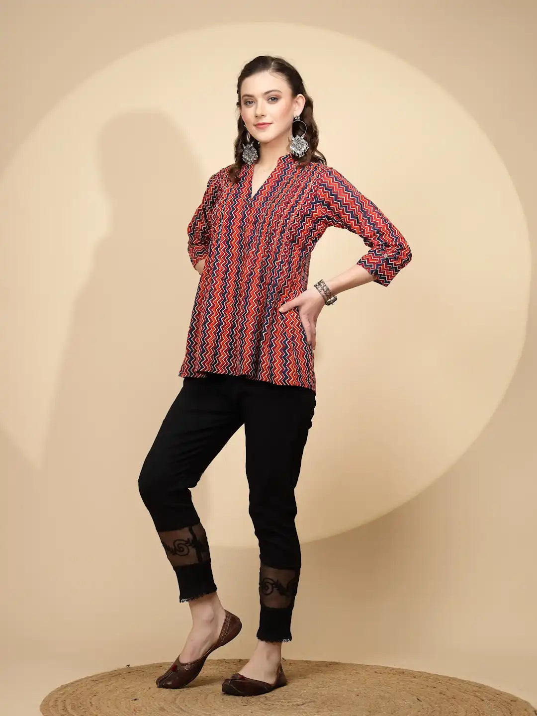 Red Regular Fit Tunic For Women - Global Republic