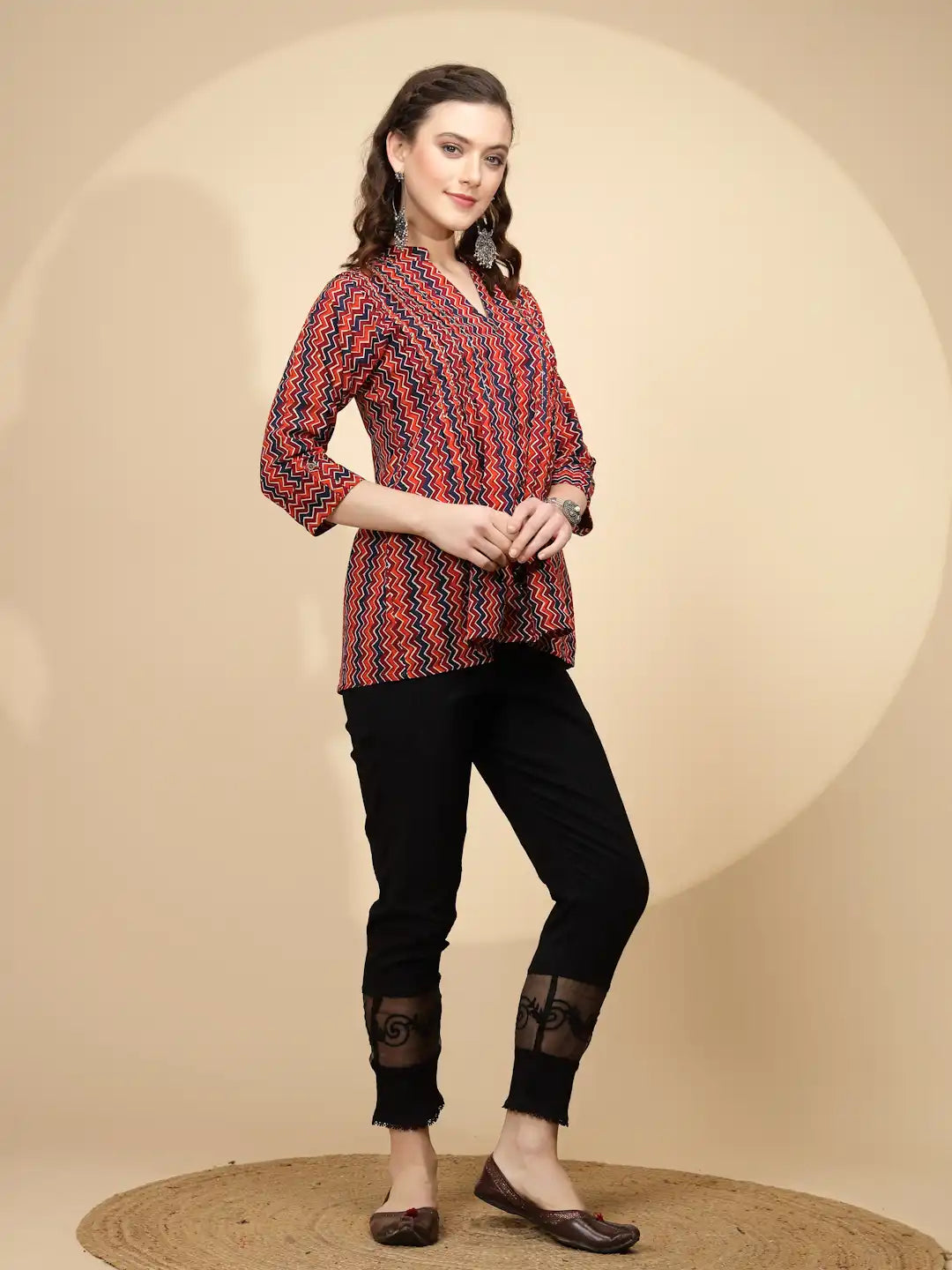 Red Regular Fit Tunic For Women - Global Republic