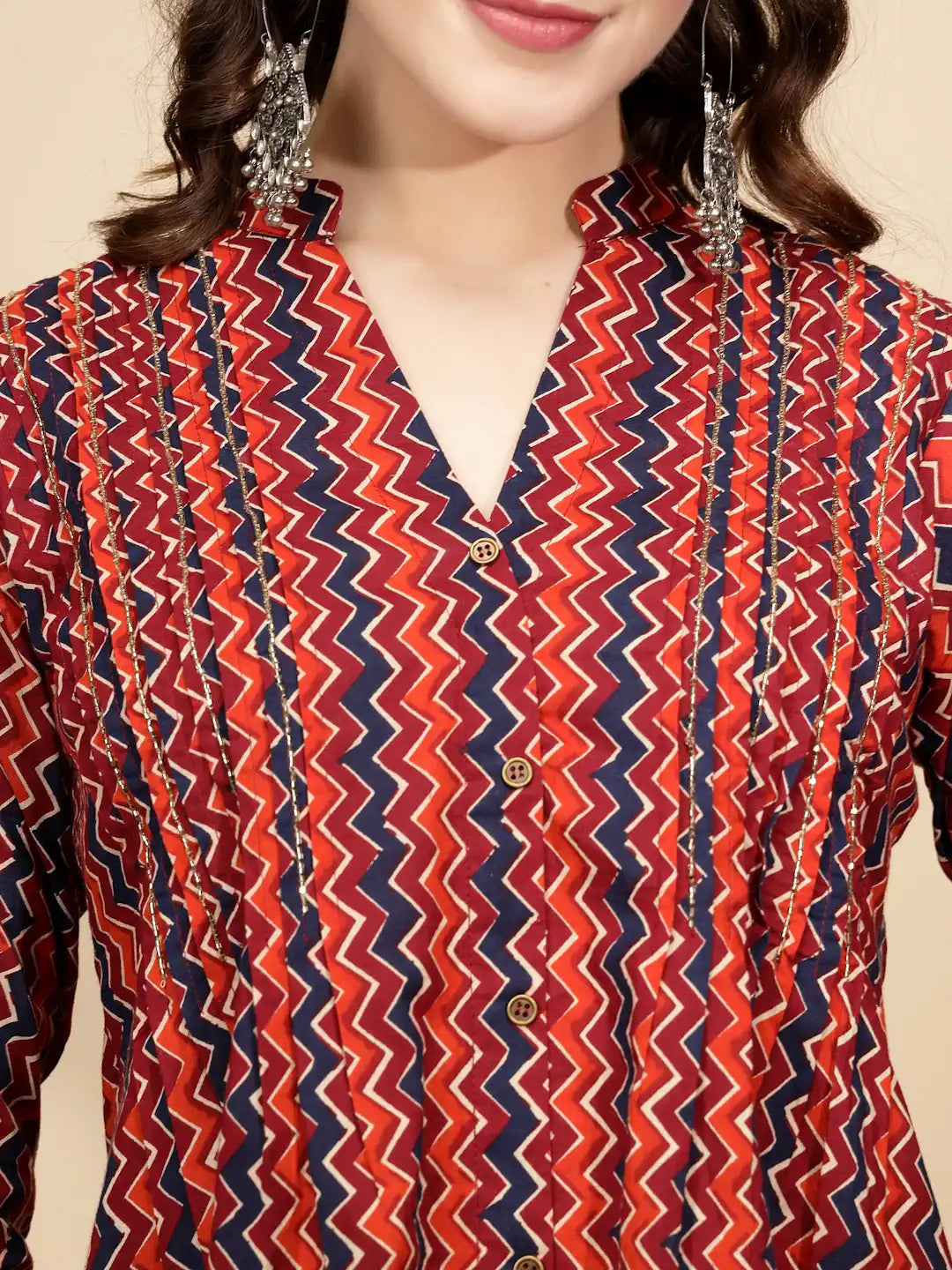 Red Regular Fit Tunic For Women - Global Republic