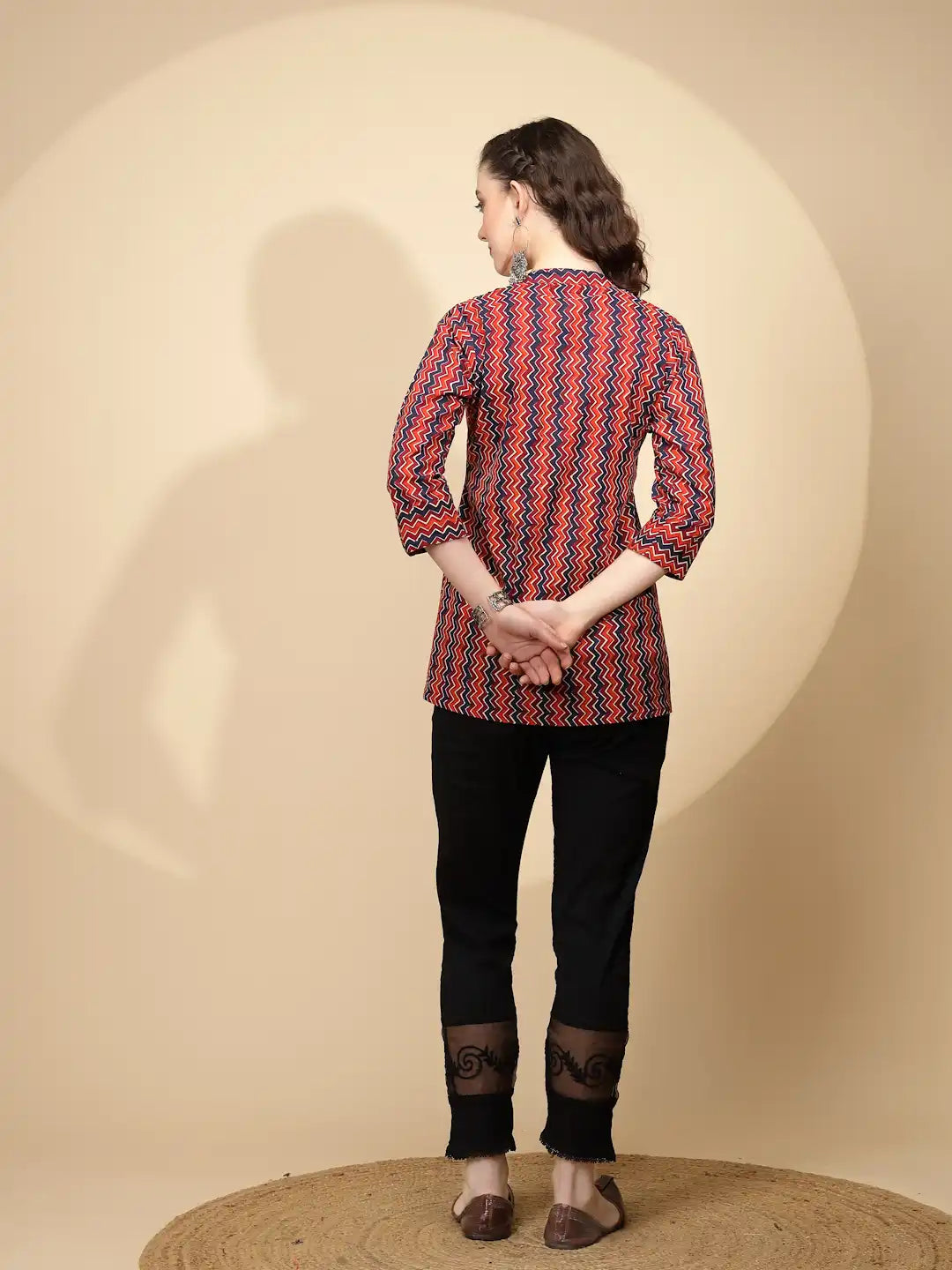 Red Regular Fit Tunic For Women - Global Republic