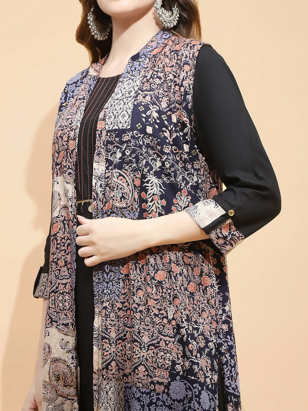 Black Rayon Loose Fit Dress - Global Republic