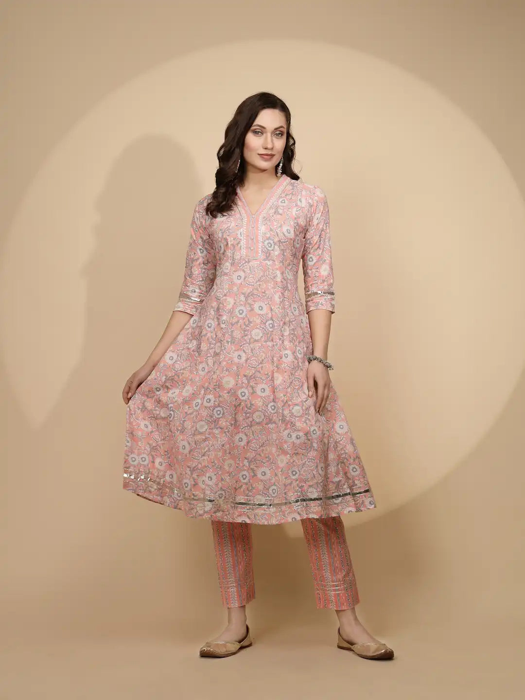 Peach Cotton Regular Fit Kurta Set - Global Republic