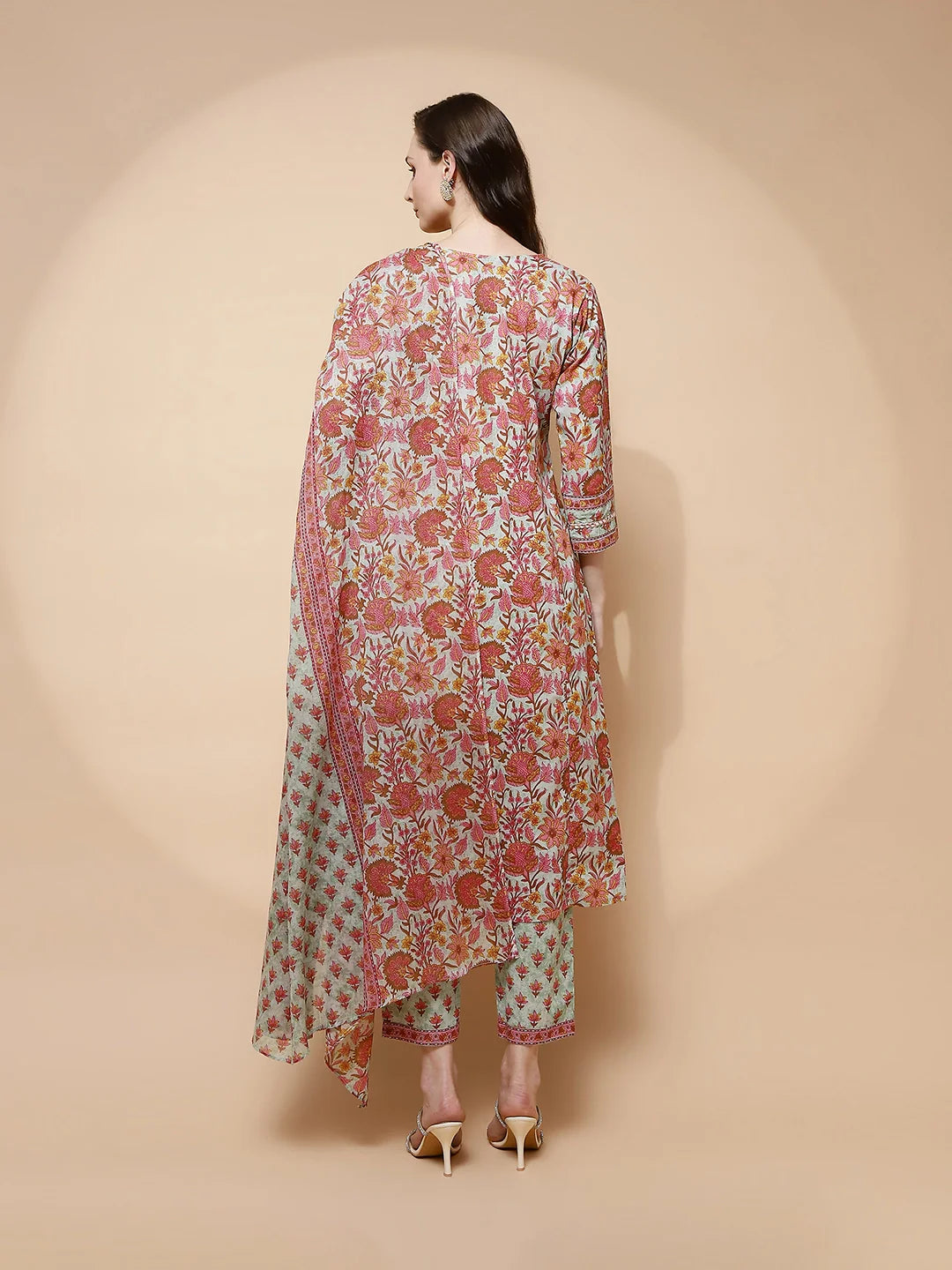 Green Cotton Blend Loose Fit Suit Set For Women - Global Republic