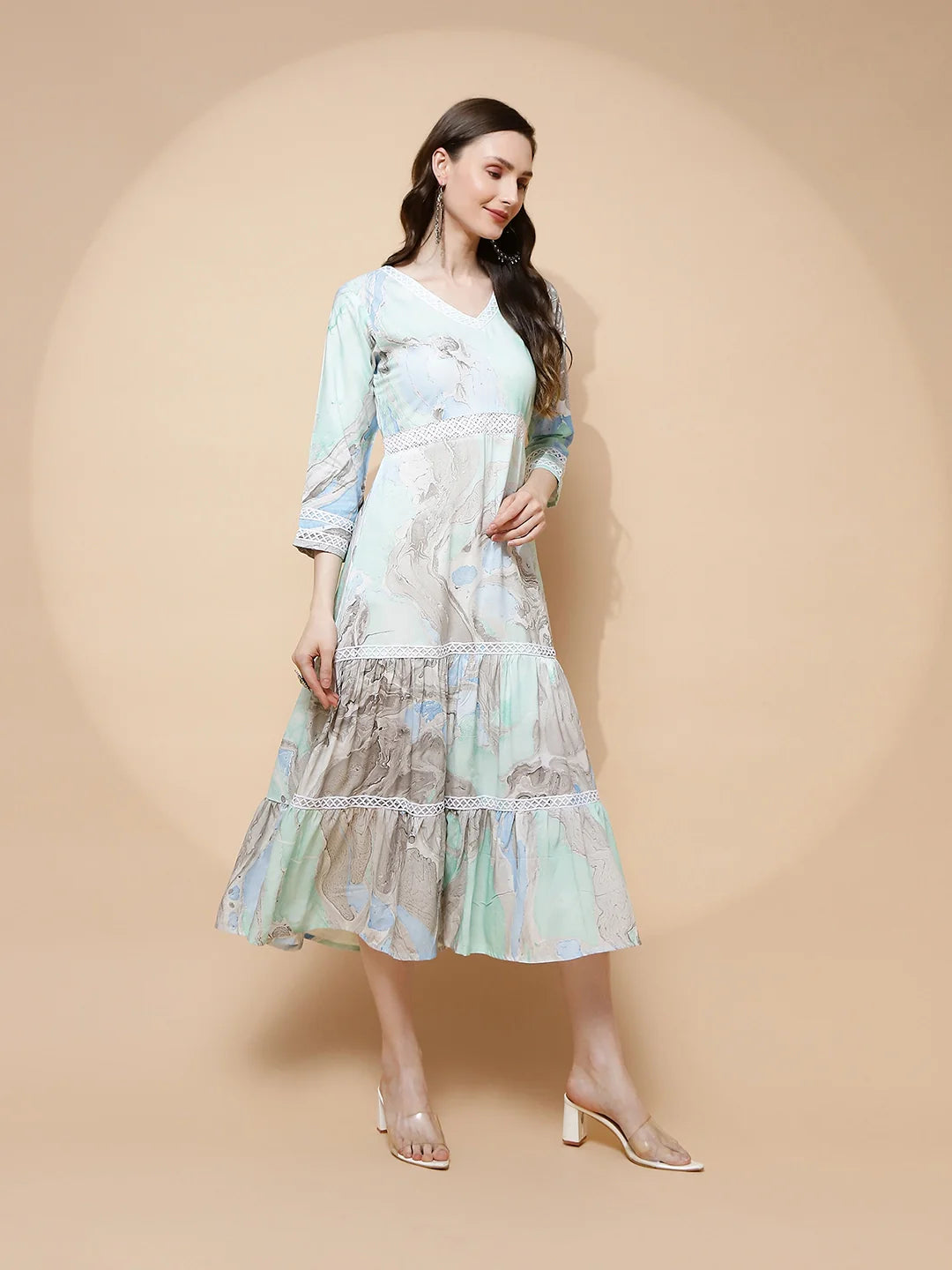 Blue Rayon Blend Regular Fit Dress - Global Republic