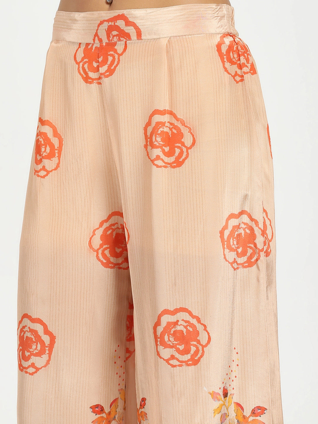 Orange Abstract Crepe Kurta Set - Global Republic