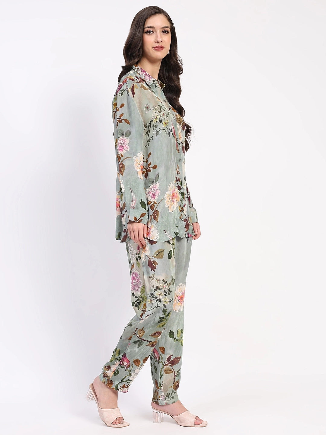 Olive Floral Beaded Collar Ethnic Set - Global Republic