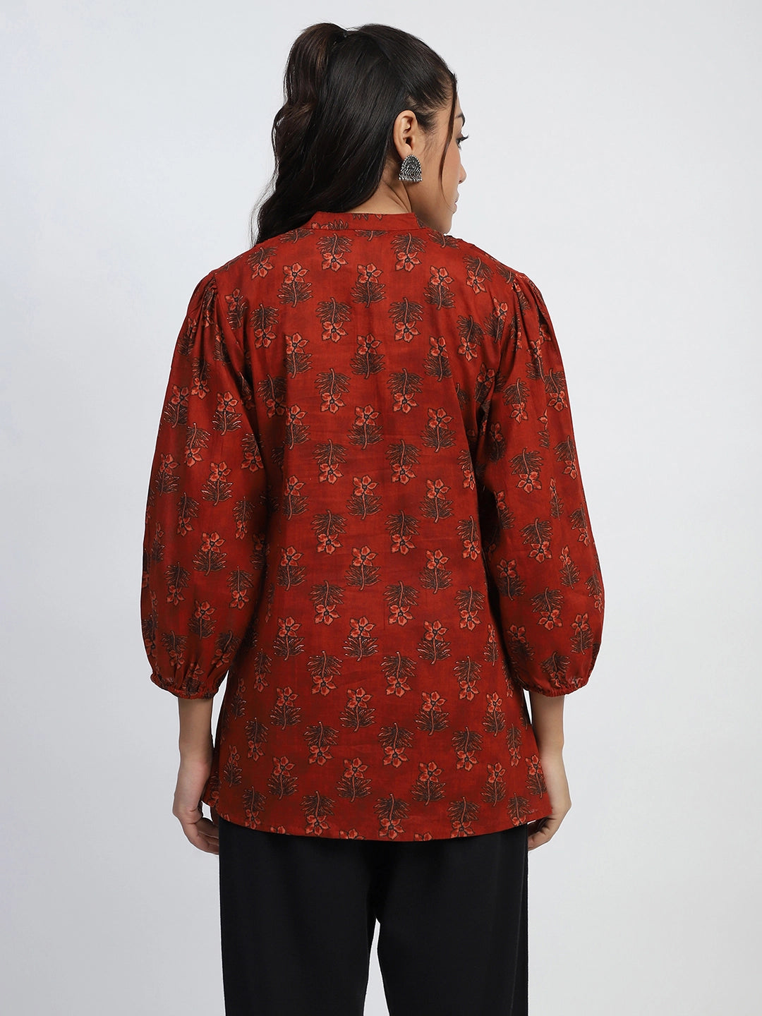 Rust Floral Print Cotton Tunic - Global Republic