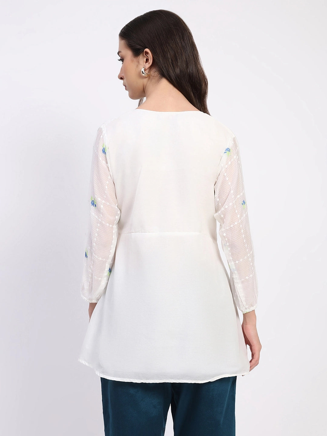 White Lace-Pleated Tunic - Global Republic