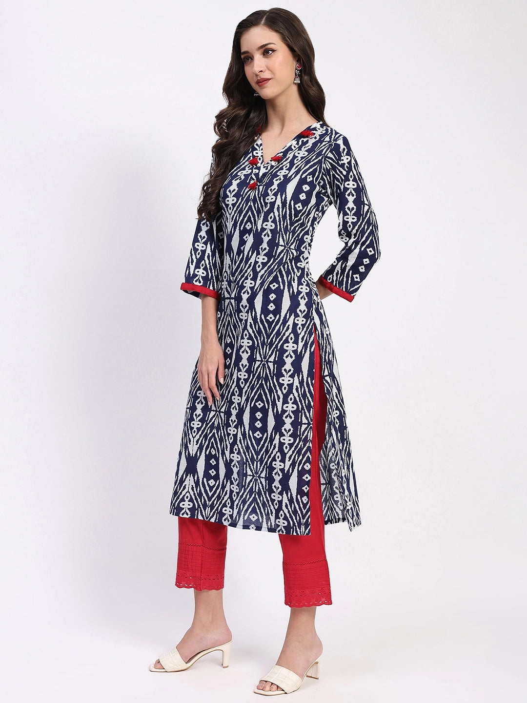 Indigo Cotton Printed Kurta - Global Republic