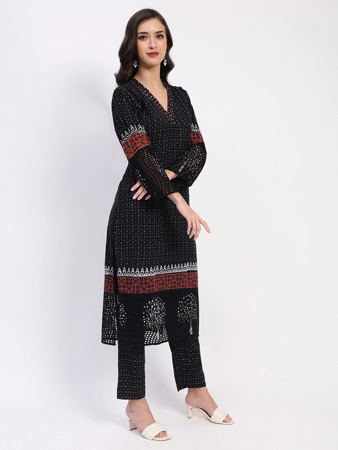 Black Cotton Kurta Set - Global Republic