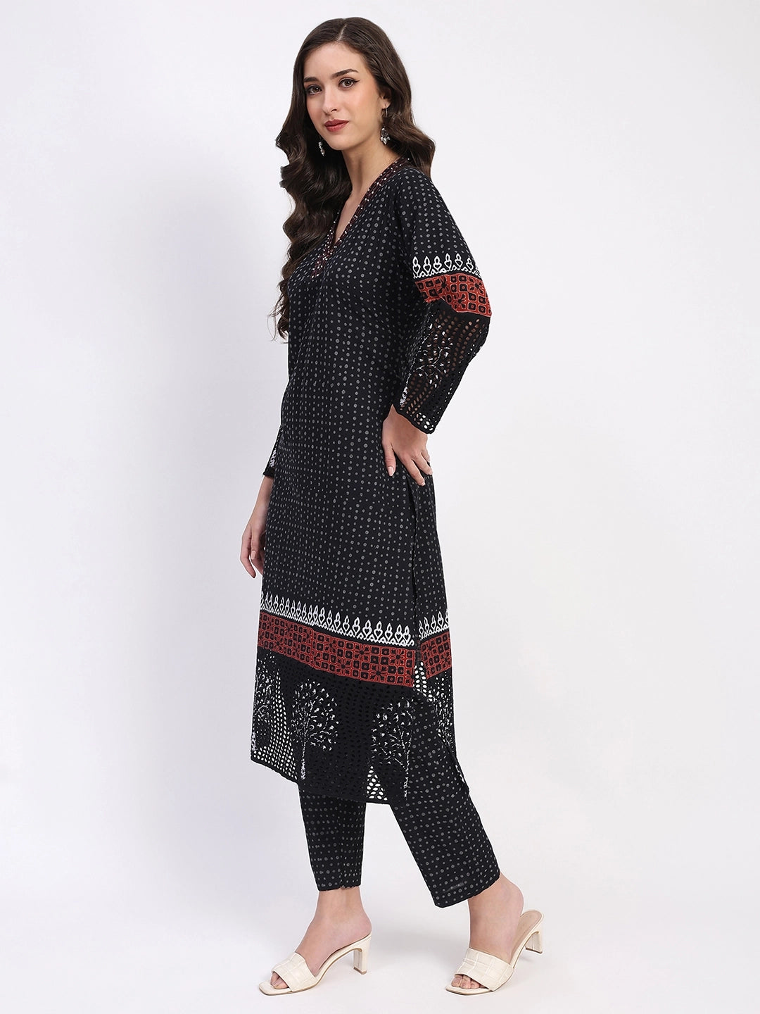 Black Cotton Kurta Set - Global Republic