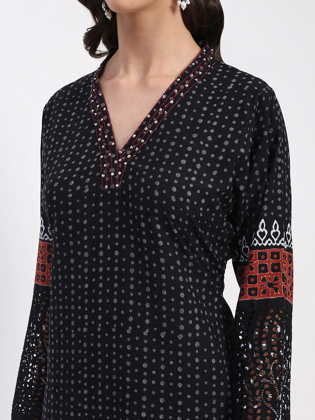 Black Cotton Kurta Set - Global Republic