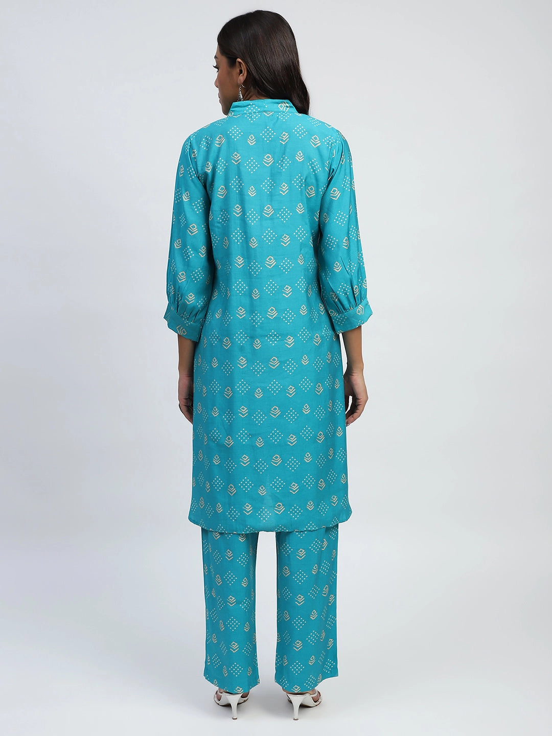 Blue Bandhani Print Cotton Kurta Set - Global Republic