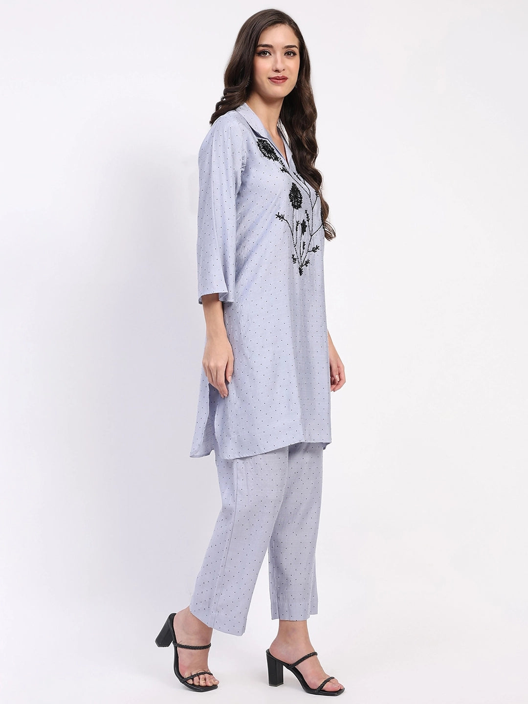 Grey Embellished Rayon Kurta Set - Global Republic