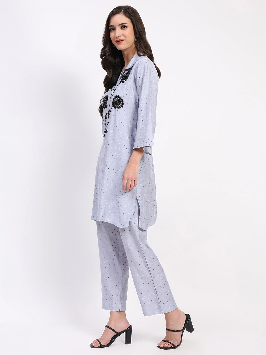Grey Embellished Rayon Kurta Set - Global Republic