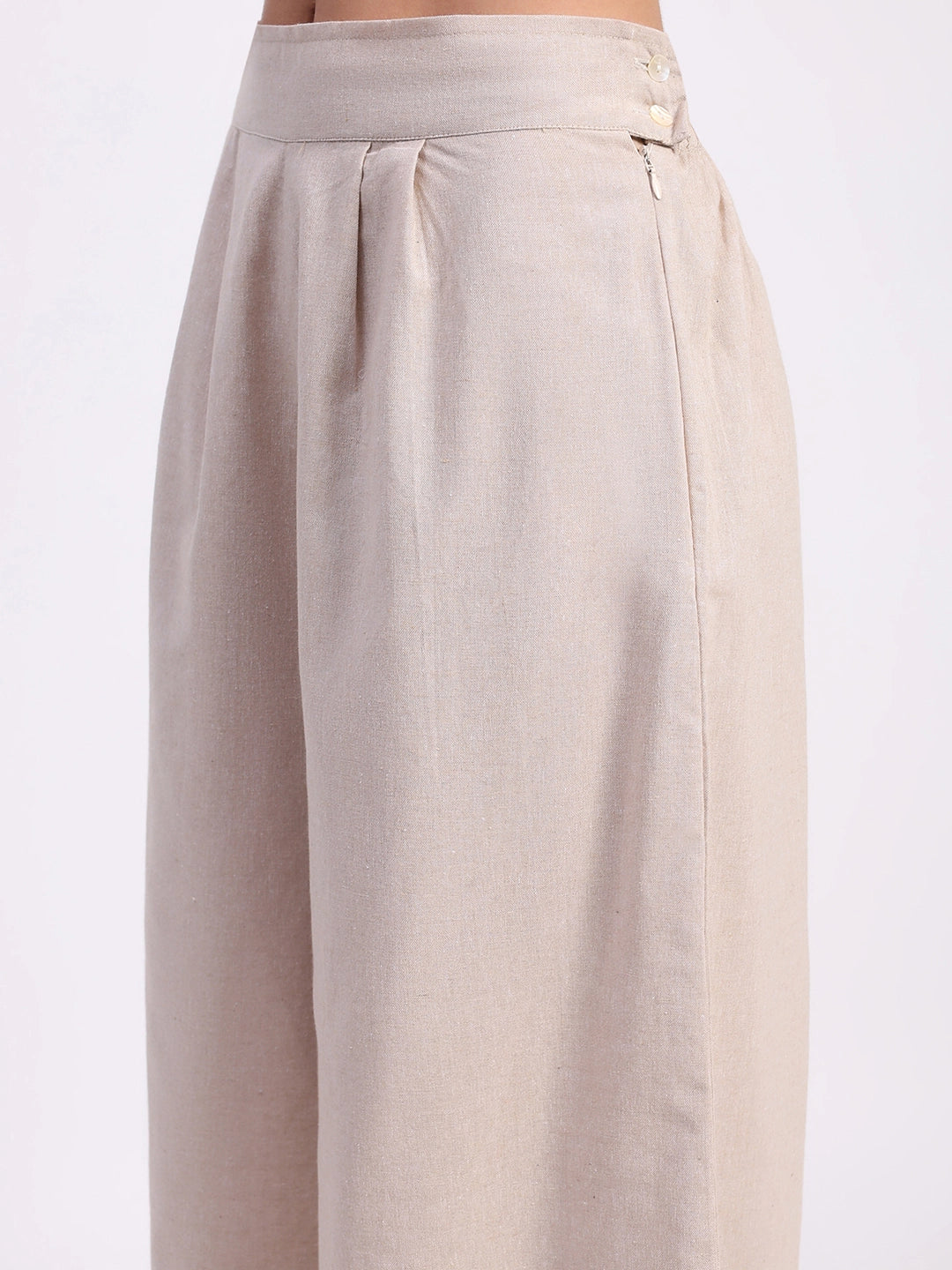 Beige Cotton Embroidered Tunic Set - Global Republic