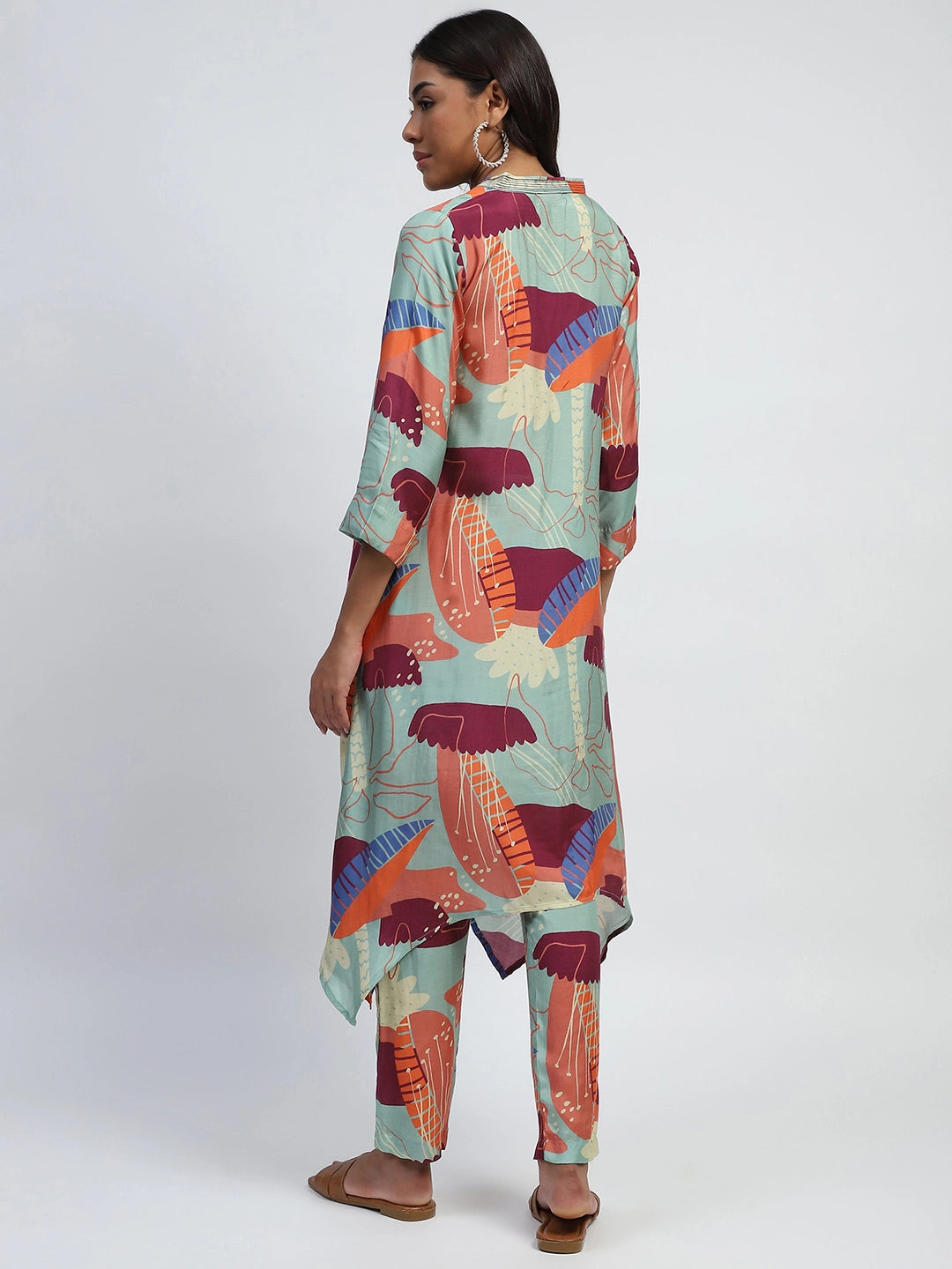Multi  Abstract Print Rayon Kurta Set - Global Republic