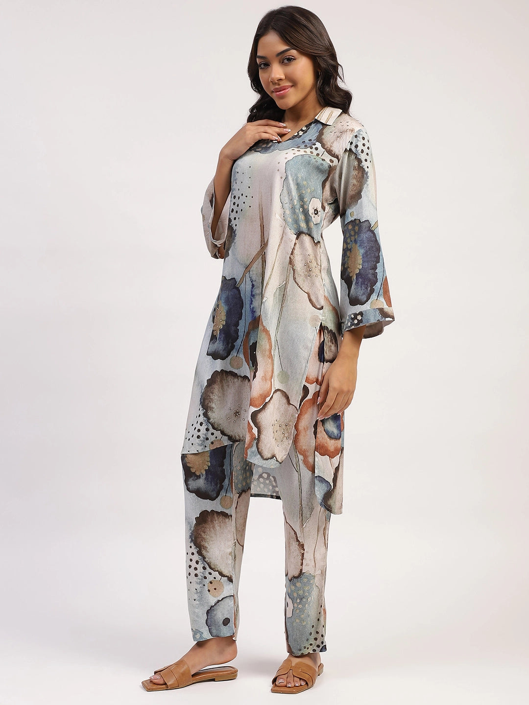 Marble Abstract Print Rayon Kurta Set - Global Republic
