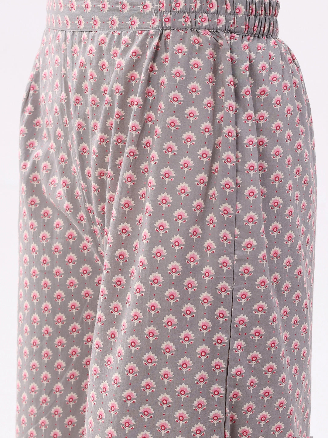Pink & Grey Floral Cotton Suit Set - Global Republic