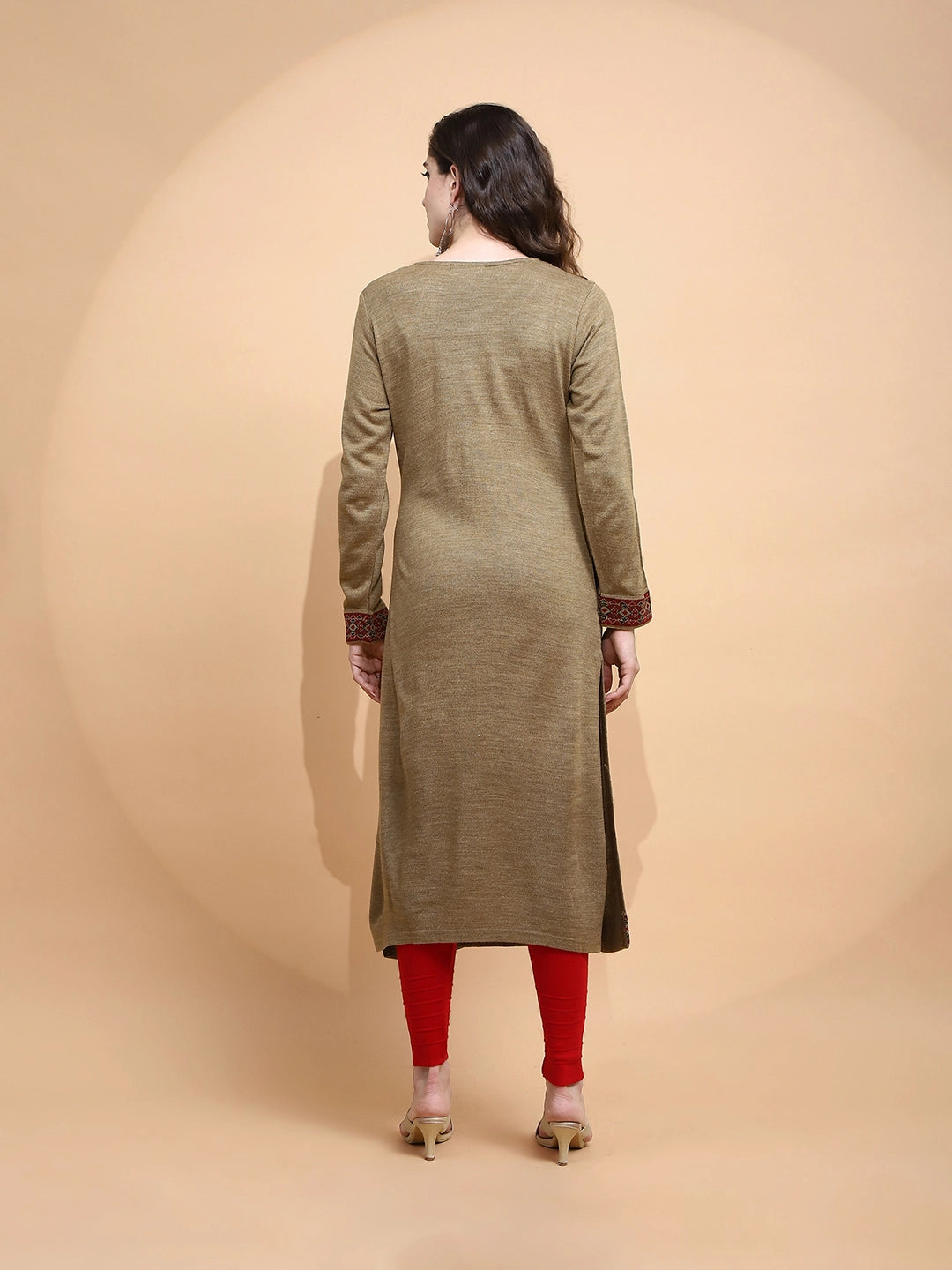 Beige cotton Regular Fit Kurta For Women - Global Republic