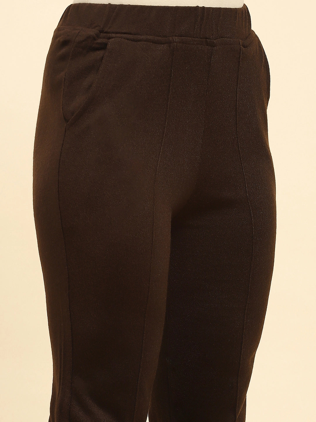 Coffee Woolen Embroidered Kurta Bottom Set With Dupatta For Winter - Global Republic