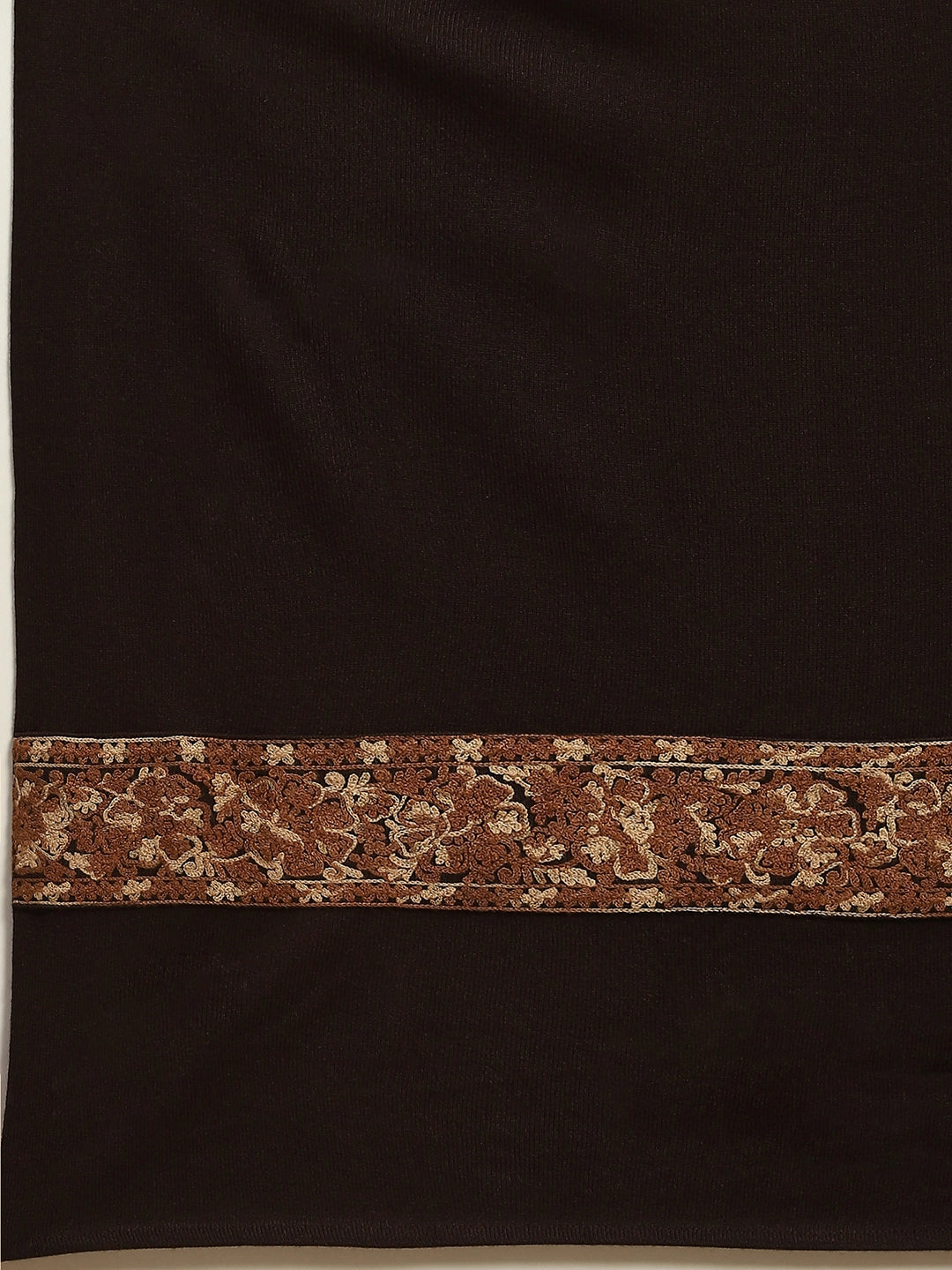 Coffee Woolen Embroidered Kurta Bottom Set With Dupatta For Winter - Global Republic