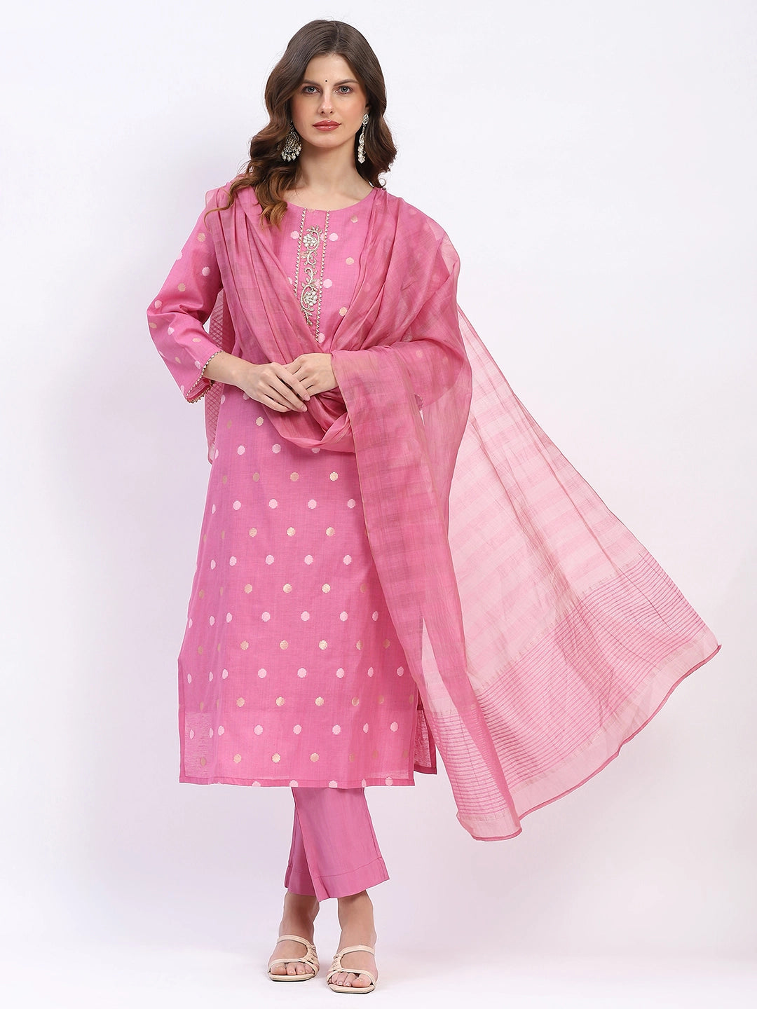 Embellished Chanderi Kurta Set - Global Republic