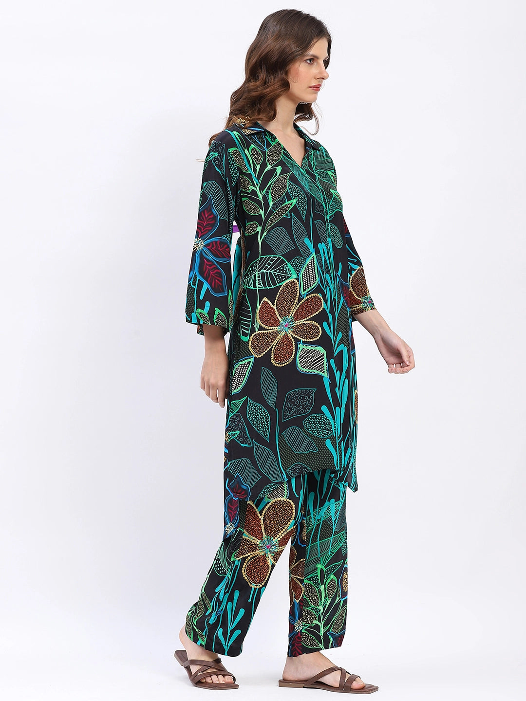 Tropical Print Muslin Kurta Set - Global Republic