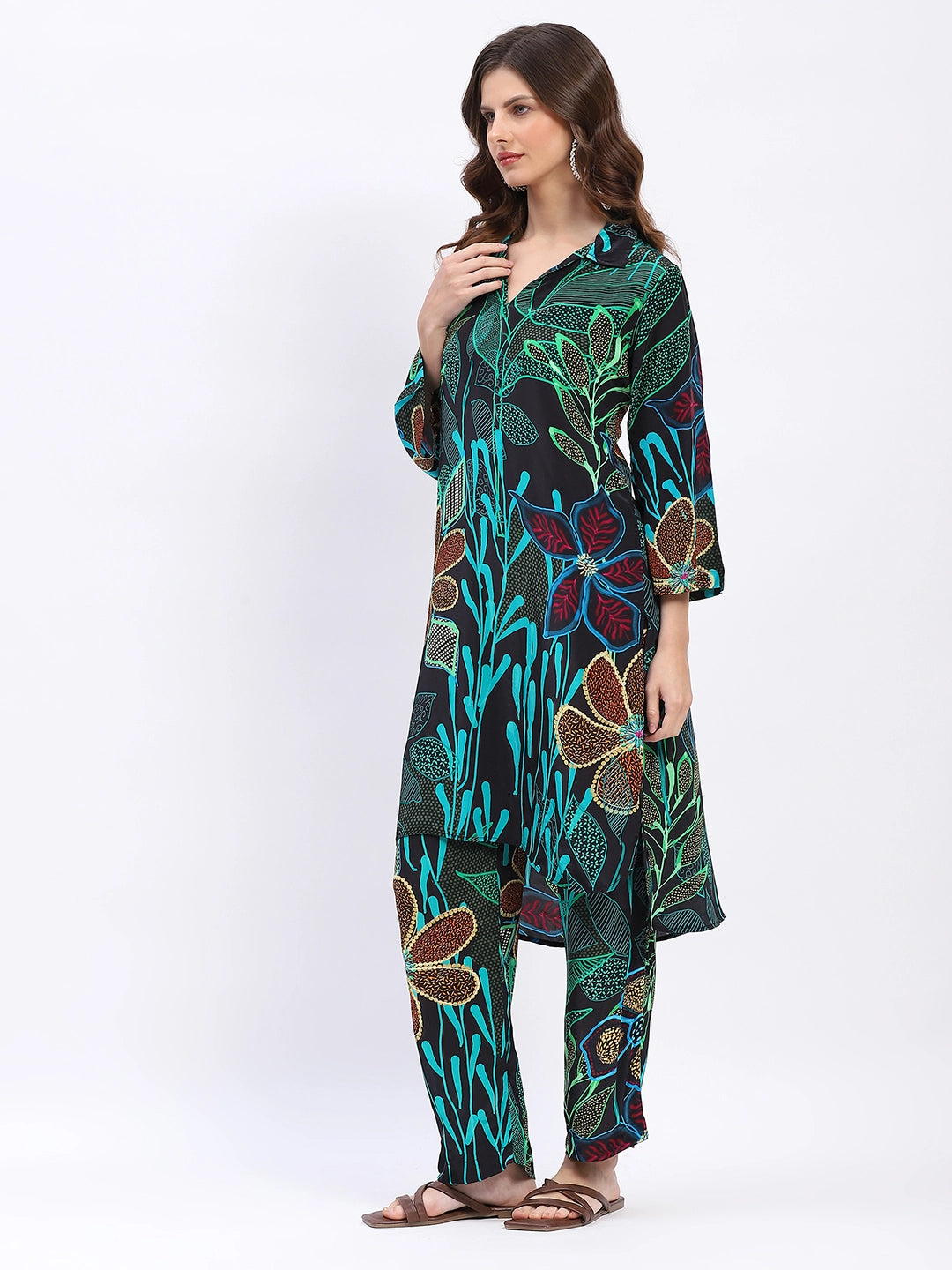 Tropical Print Muslin Kurta Set - Global Republic