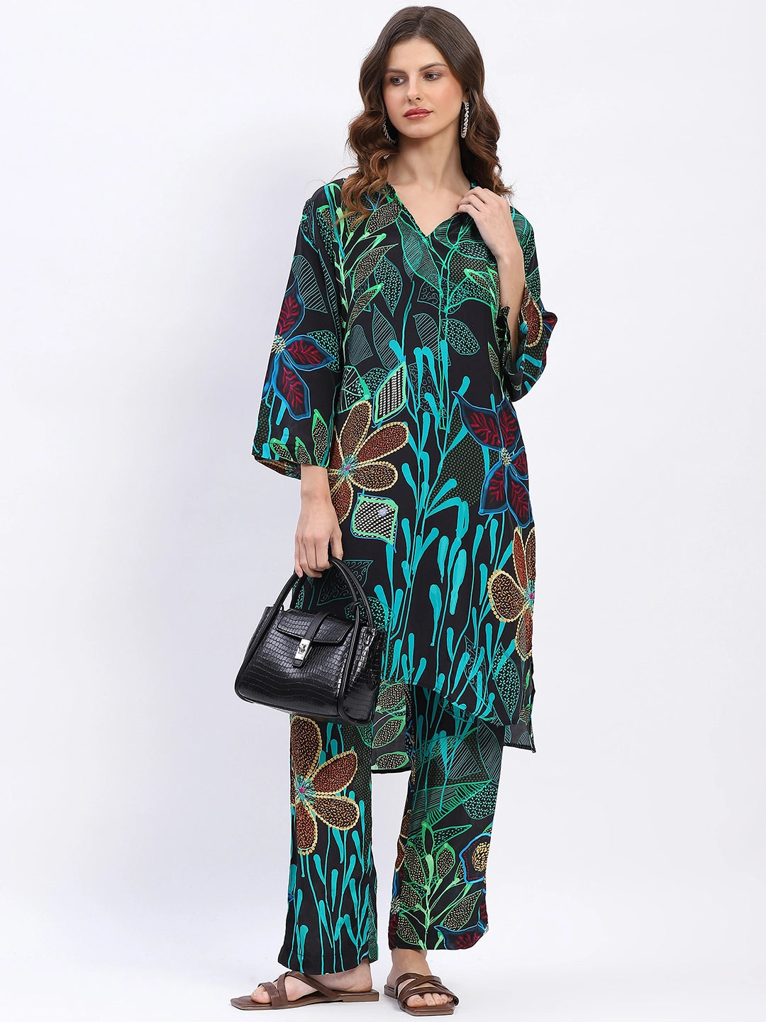 Tropical Print Muslin Kurta Set - Global Republic