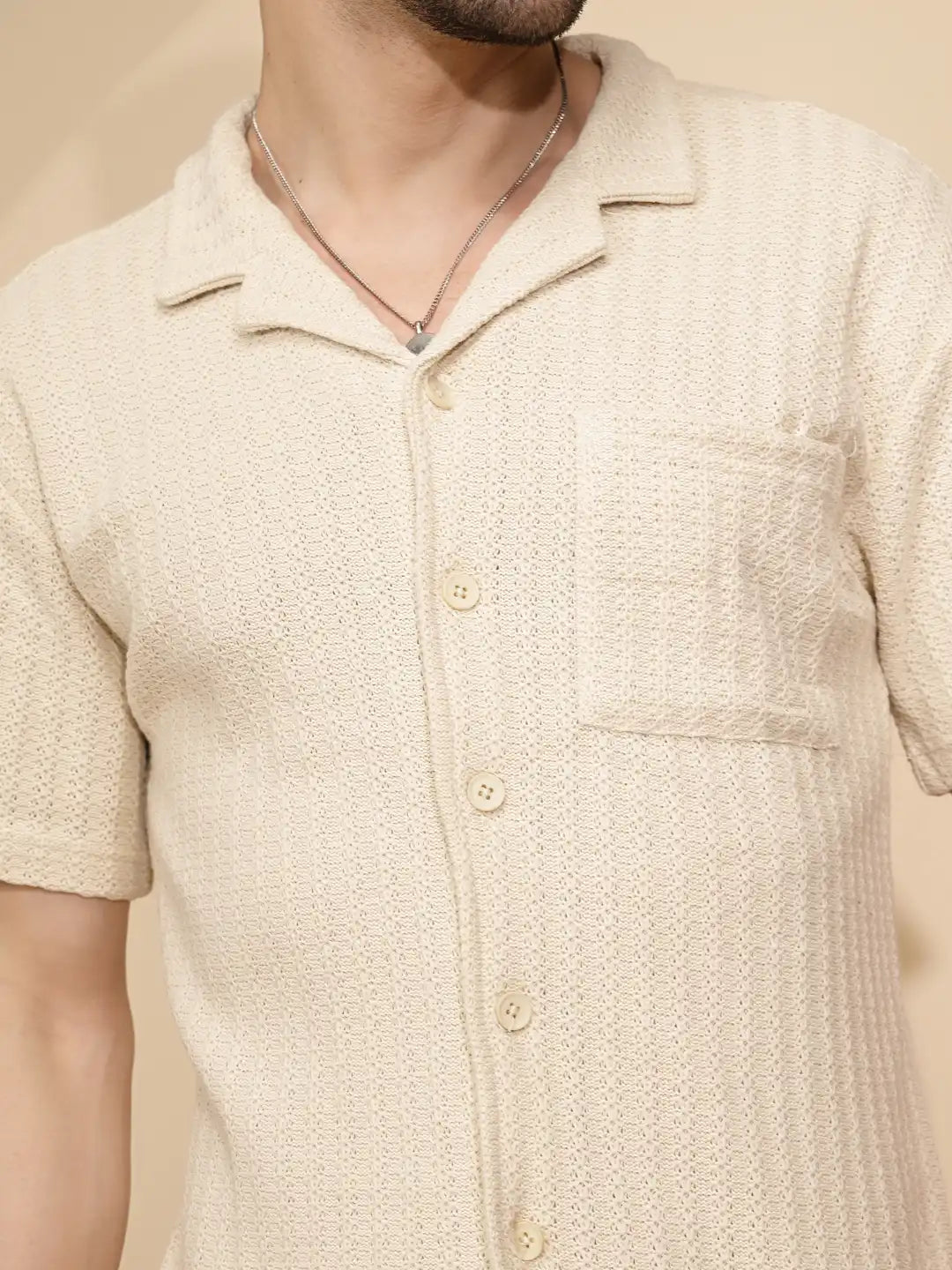 Beige cotton Regular Fit Shirt For Mens - Global Republic