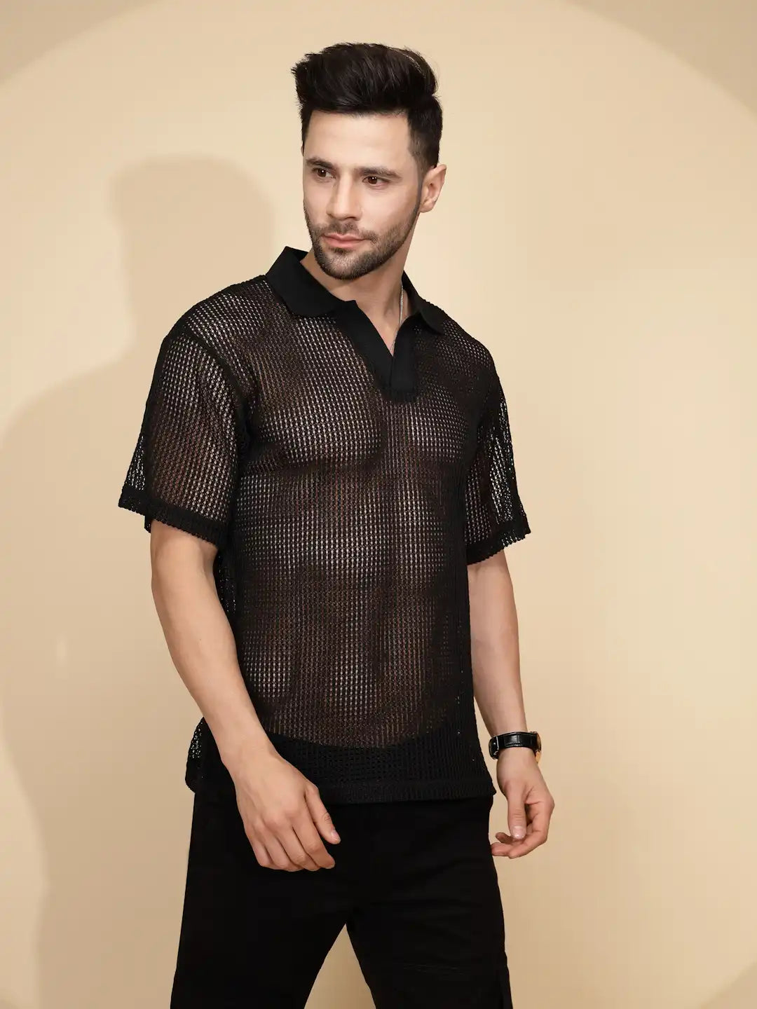 Black cotton Regular Fit T-Shirt - Global Republic