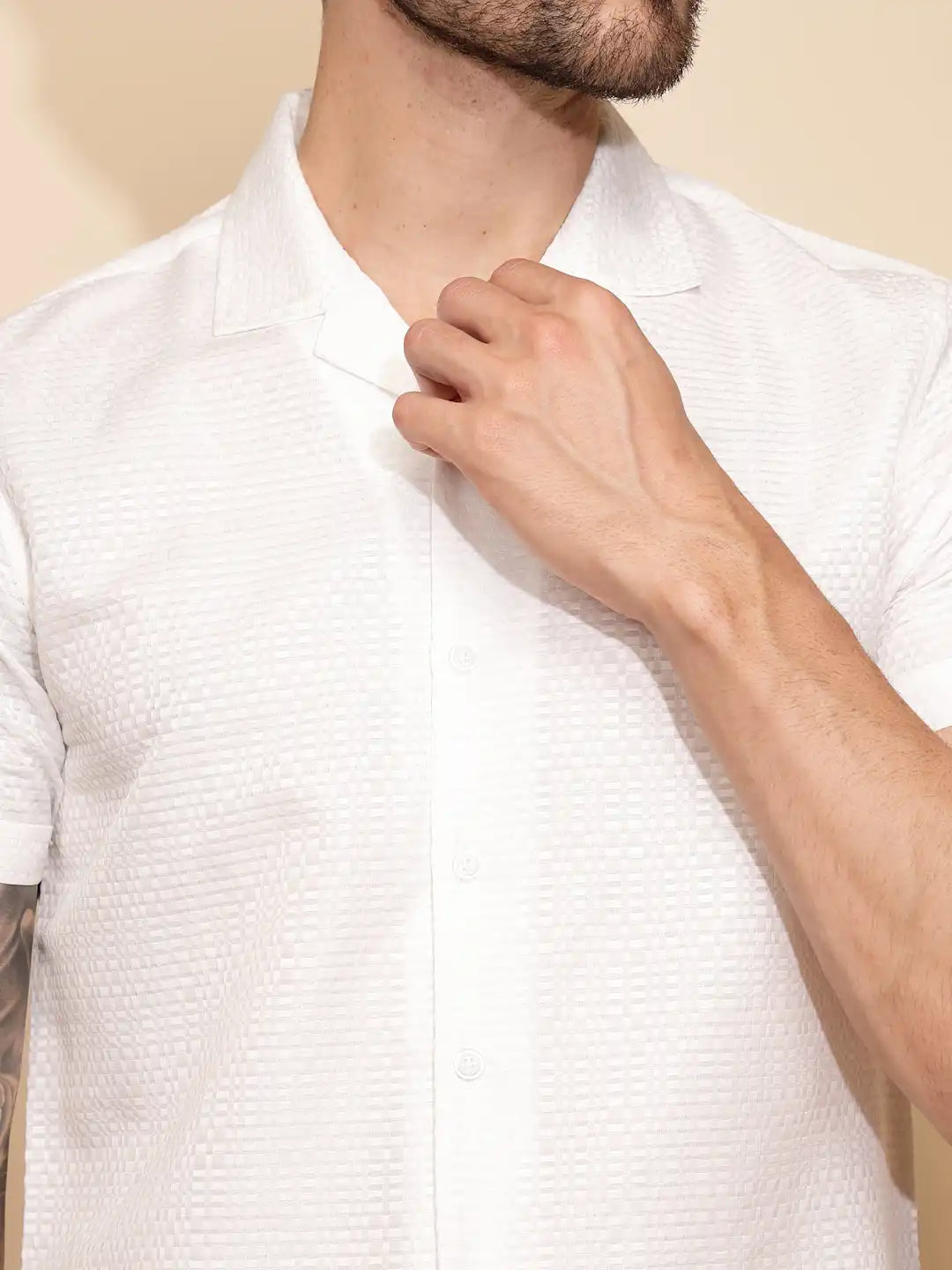 White Regular Fit Shirt For Men - Global Republic