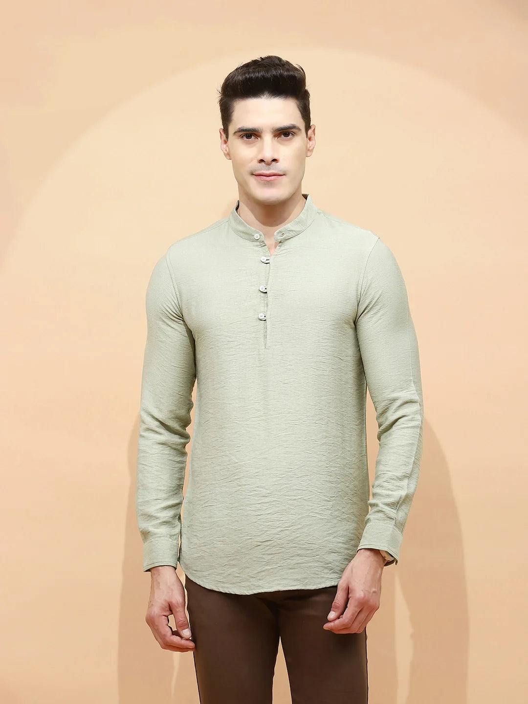 Pista Green Regular Fit Kurta For Men - Global Republic