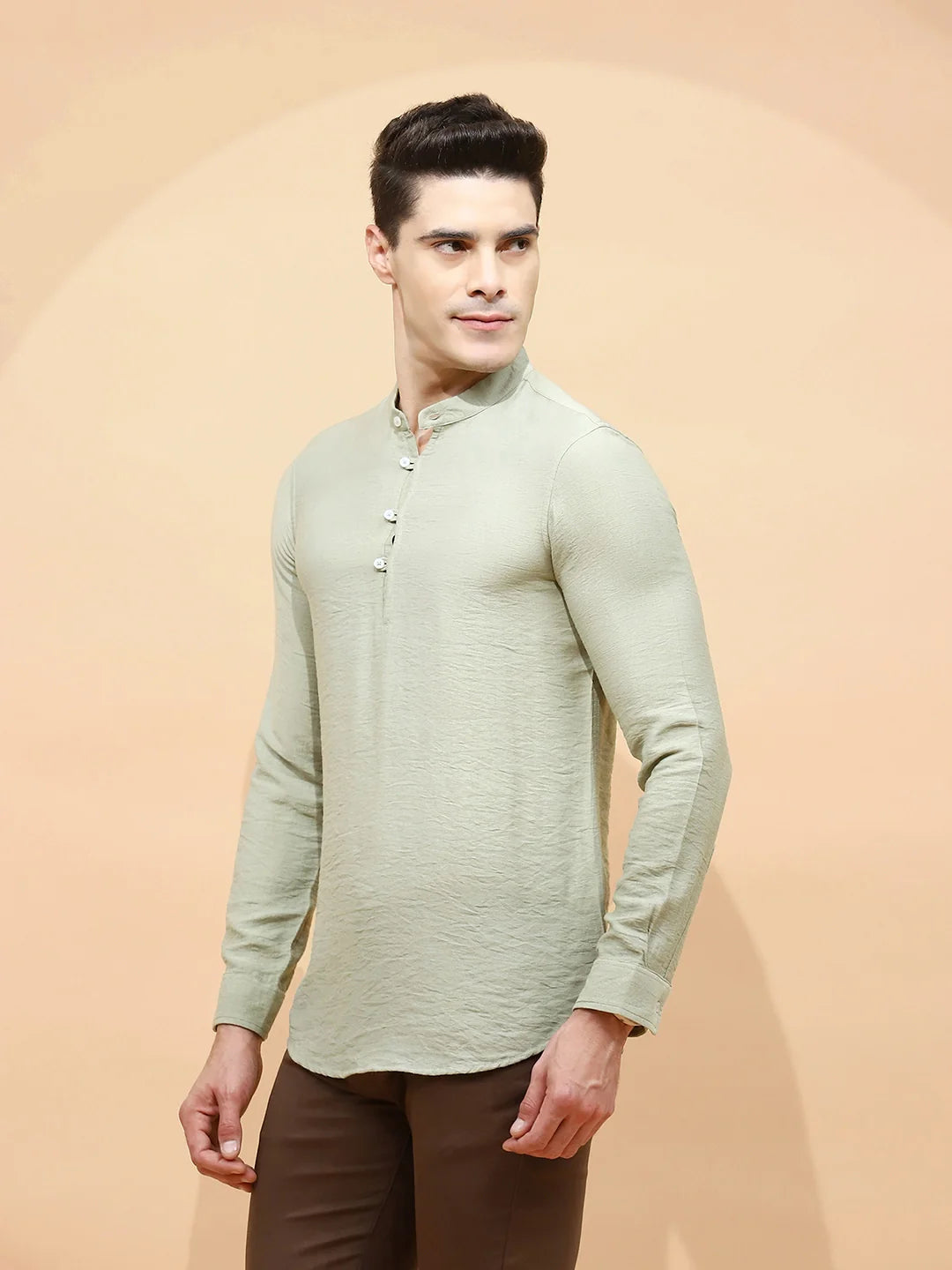 Pista Green Regular Fit Kurta For Men - Global Republic