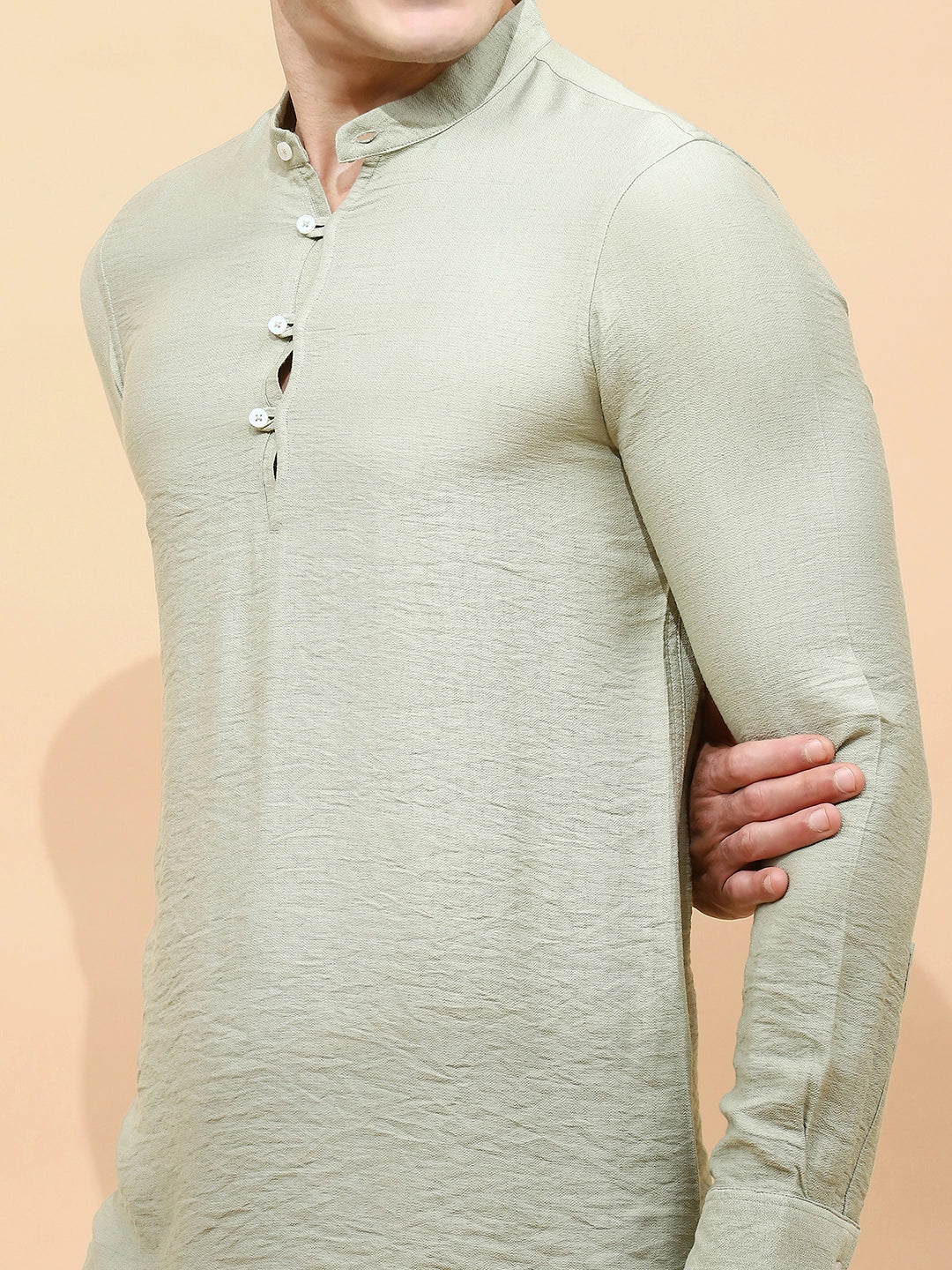 Pista Green Regular Fit Kurta For Men - Global Republic