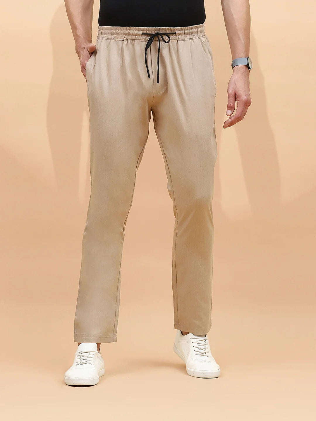 Khaki Regular Fit Lower For Men - Global Republic