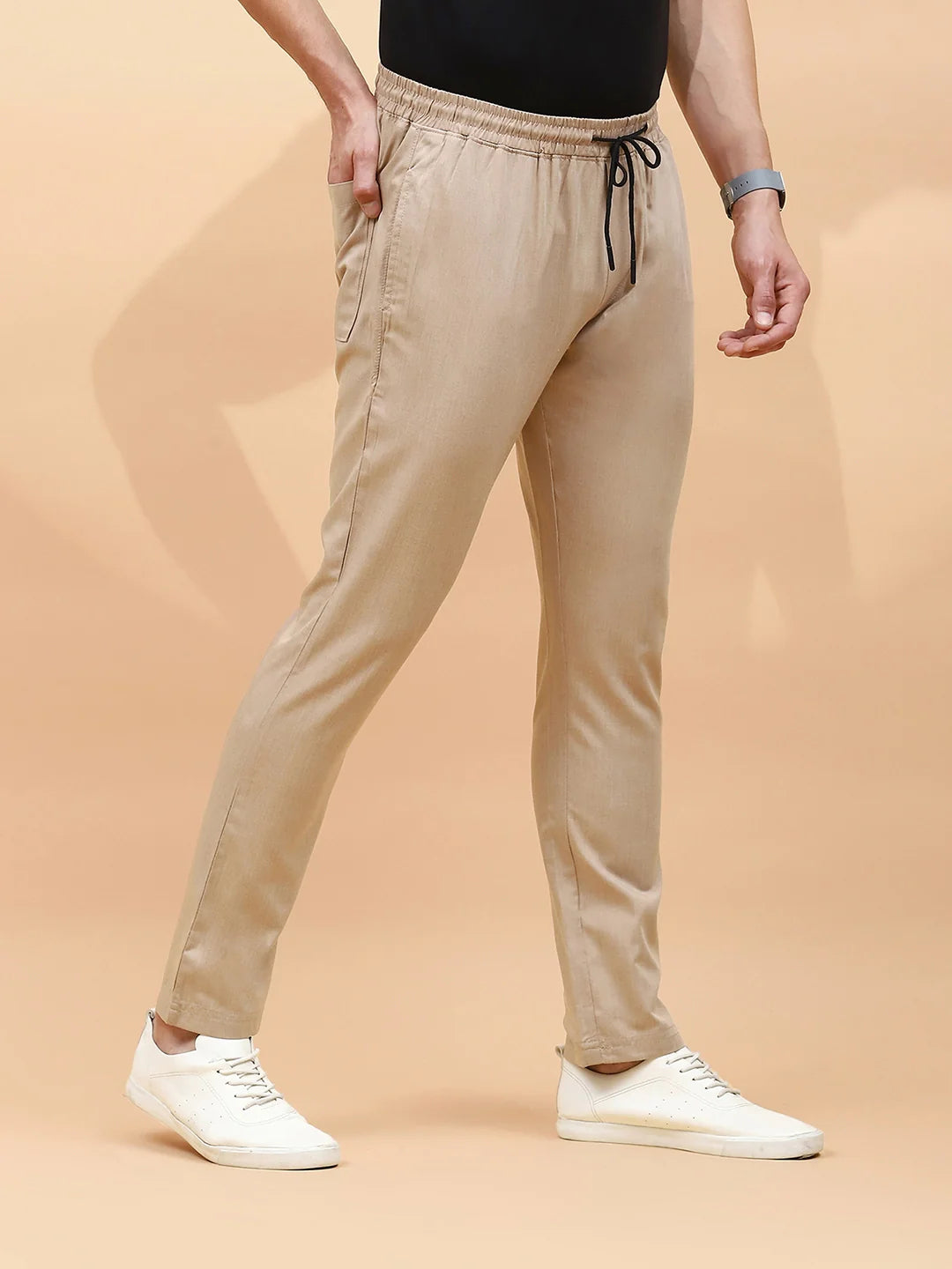 Khaki Regular Fit Lower For Men - Global Republic