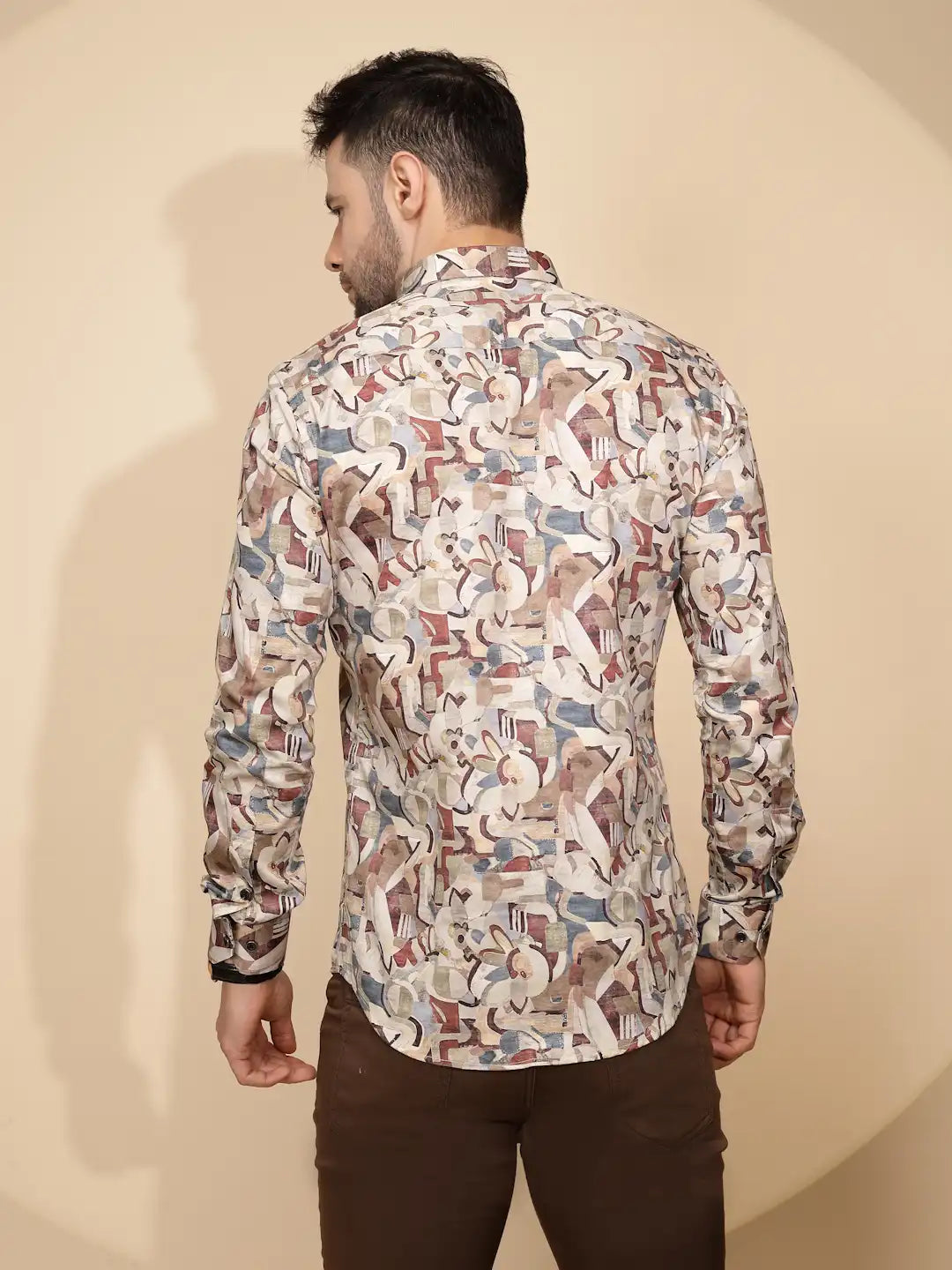 Earthy Cubism Cotton Regular Fit Shirt For Mens - Global Republic