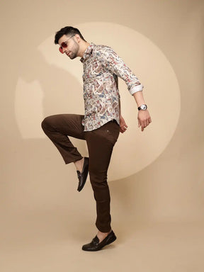Earthy Cubism Cotton Regular Fit Shirt For Mens