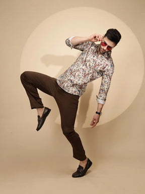 Earthy Cubism Cotton Regular Fit Shirt For Mens